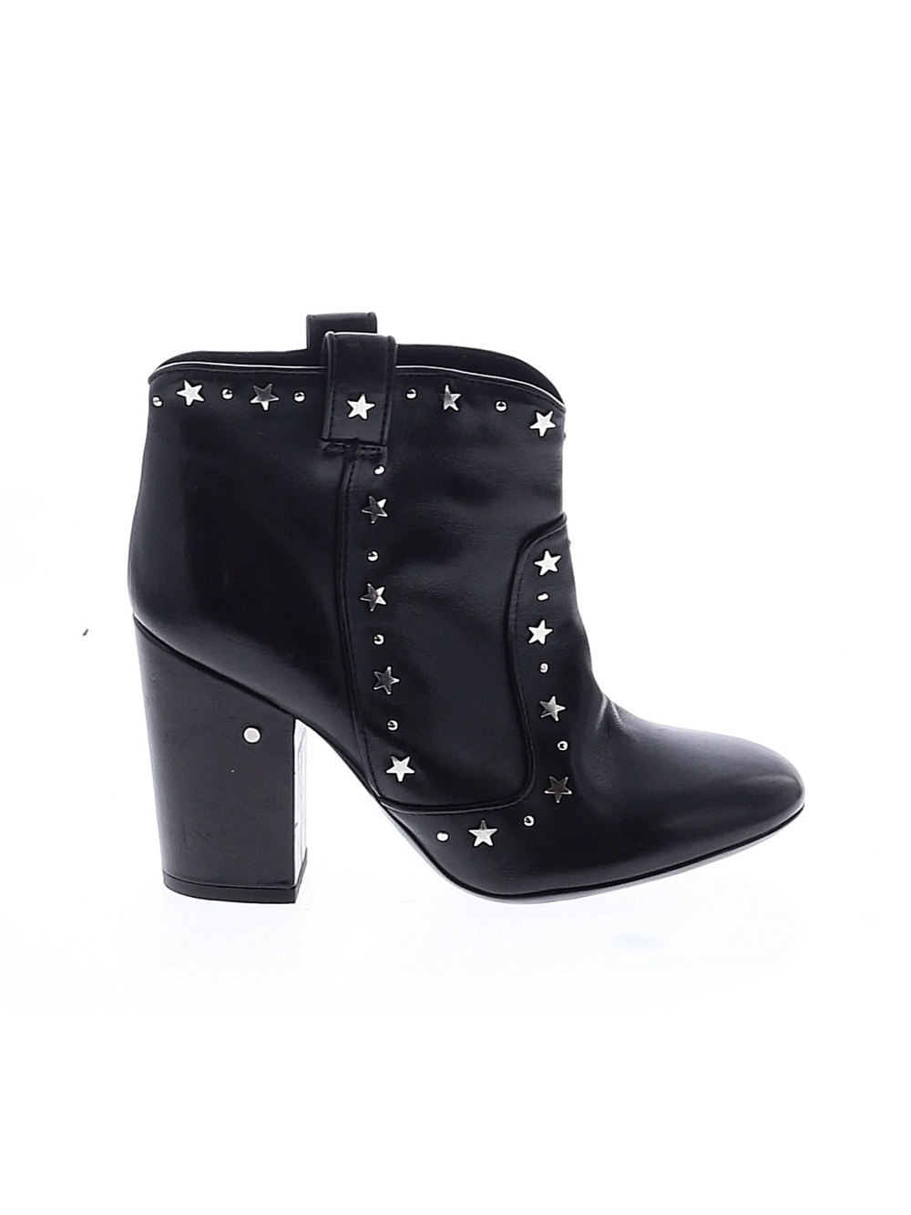Laurence Dacade Black Star-Studded Leather Ankle Boots 36
